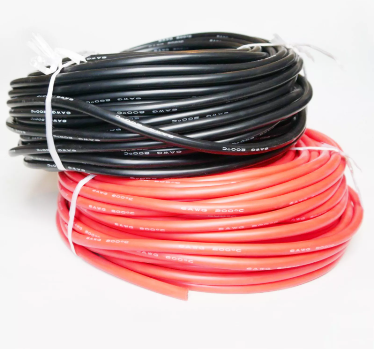 soft 6AWG Flexible Silicone Multi-Strand Wire Cable 600V 200C Red/Black