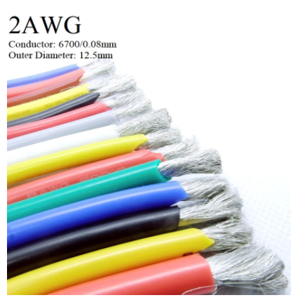 2AWG Super Soft Silicone Insulated High Temperature Flexible Heat-Resistant Lighting Line Electronic Copper Wire