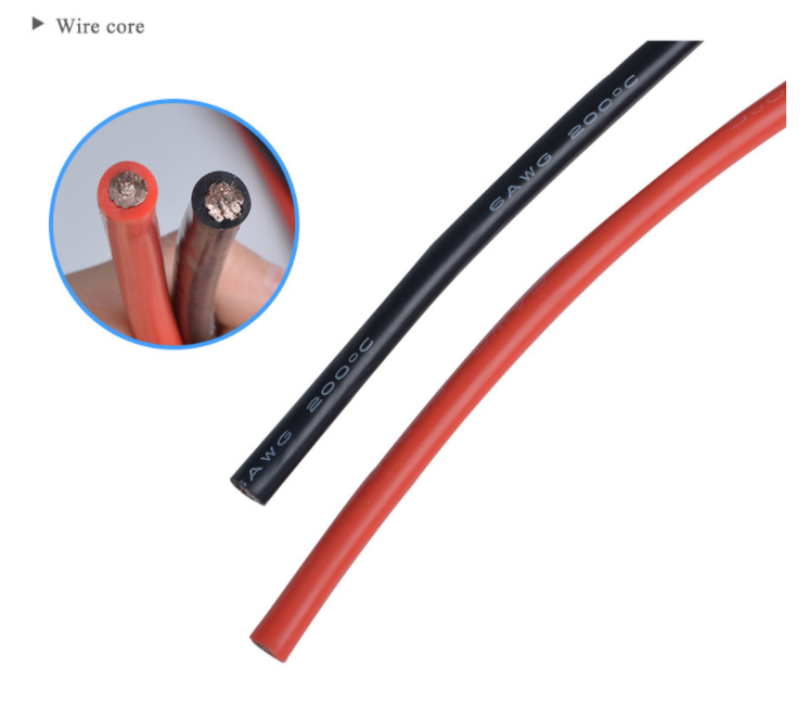 soft 6AWG Flexible Silicone Multi-Strand Wire Cable 600V 200C Red/Black