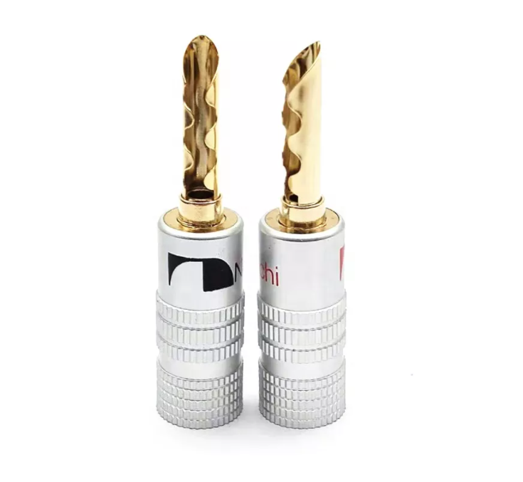 Nakamichi 24K Gold Plated Copper BFA Sawtooth 4mm Banana Plug Male Speaker Connector