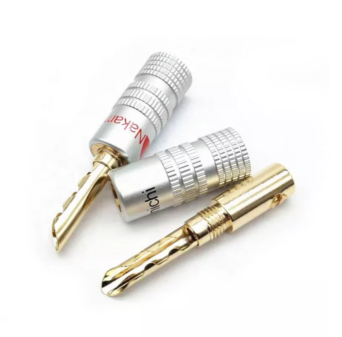 Nakamichi 24K Gold Plated Copper BFA Sawtooth 4mm Banana Plug Male Speaker Connector