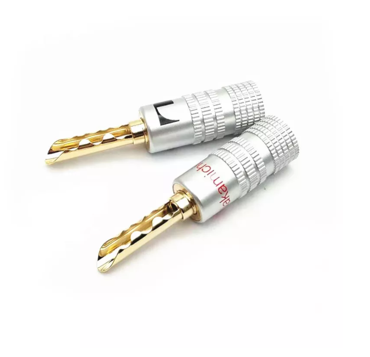 Nakamichi 24K Gold Plated Copper BFA Sawtooth 4mm Banana Plug Male Speaker Connector