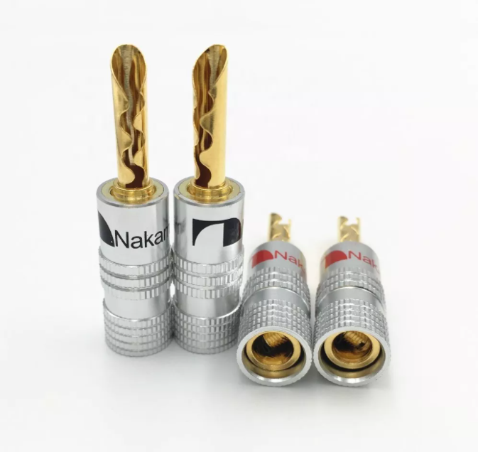 Nakamichi 24K Gold Plated Copper BFA Sawtooth 4mm Banana Plug Male Speaker Connector