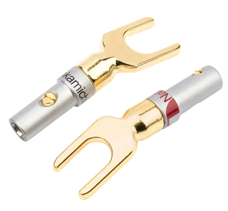 24K Gold Plated Banana U Fork Y Spade Plug Terminal Nakamichi Connector