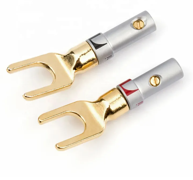 24K Gold Plated Banana U Fork Y Spade Plug Terminal Nakamichi Connector