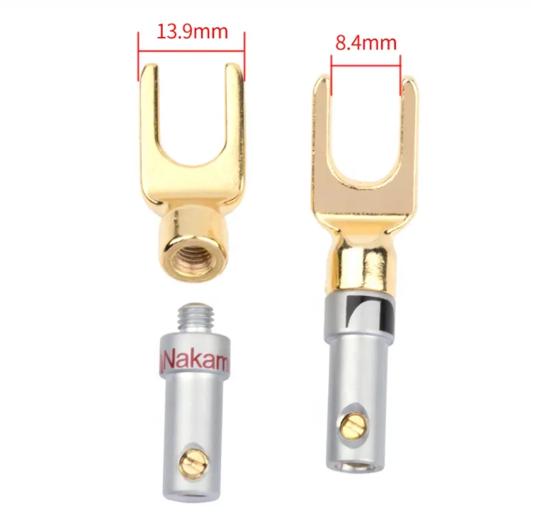 24K Gold Plated Banana U Fork Y Spade Plug Terminal Nakamichi Connector