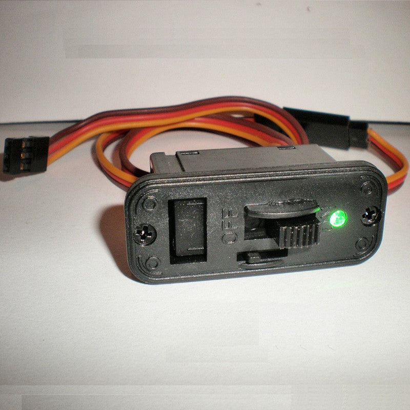 RC Switch Heavy Duty LED Receiver Battery On Off with Futaba Lead Connectors