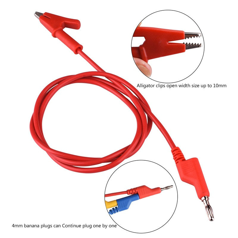 4mm Cables Silicone Banana Plug to Crocodile Alligator Clip Set 1000V 15A Multimeter Probe Test Lead Wire Cable 1m