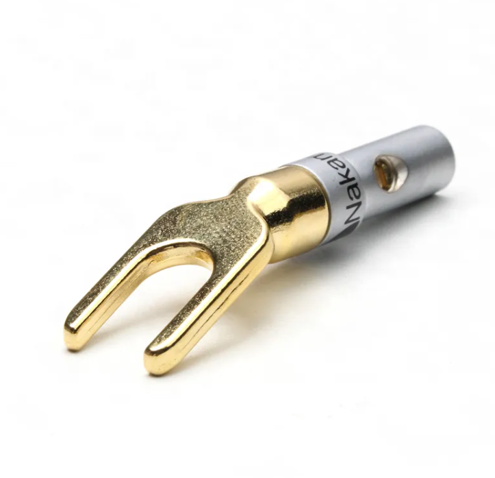 24K Gold Plated Banana U Fork Y Spade Plug Terminal Nakamichi Connector